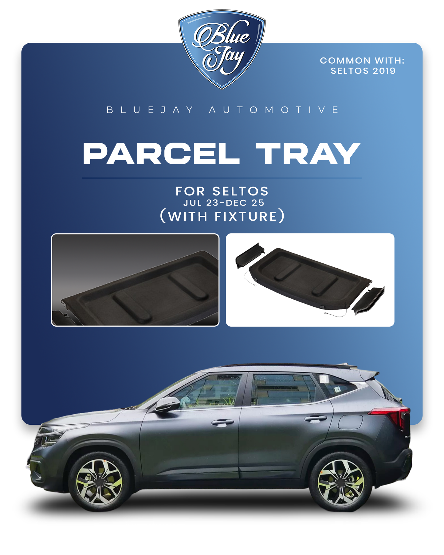 Parcel Tray for Seltos JUL 2023 - DEC 2025 (with Fixture)