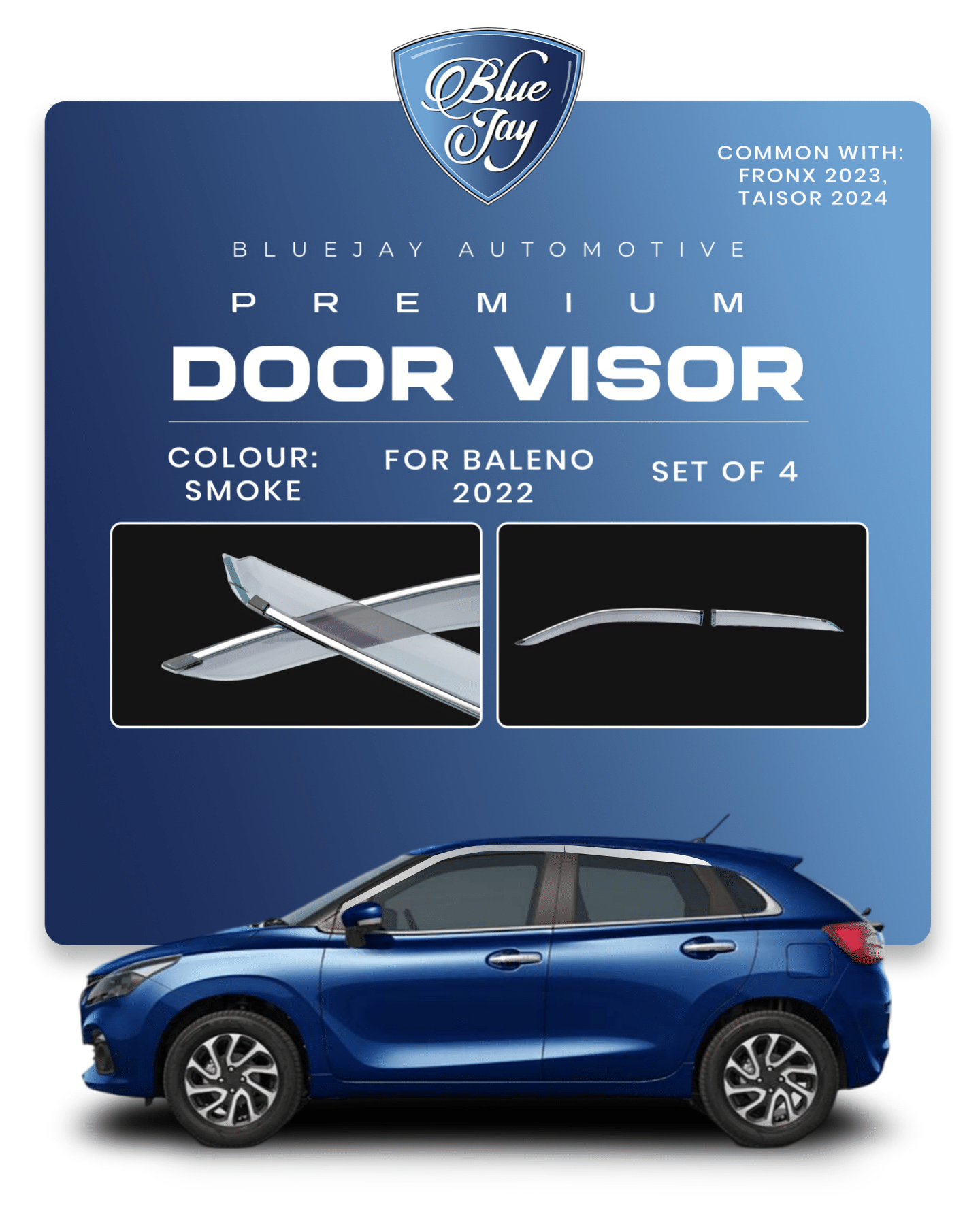 Door Visor for Baleno 2022 (Smoke)