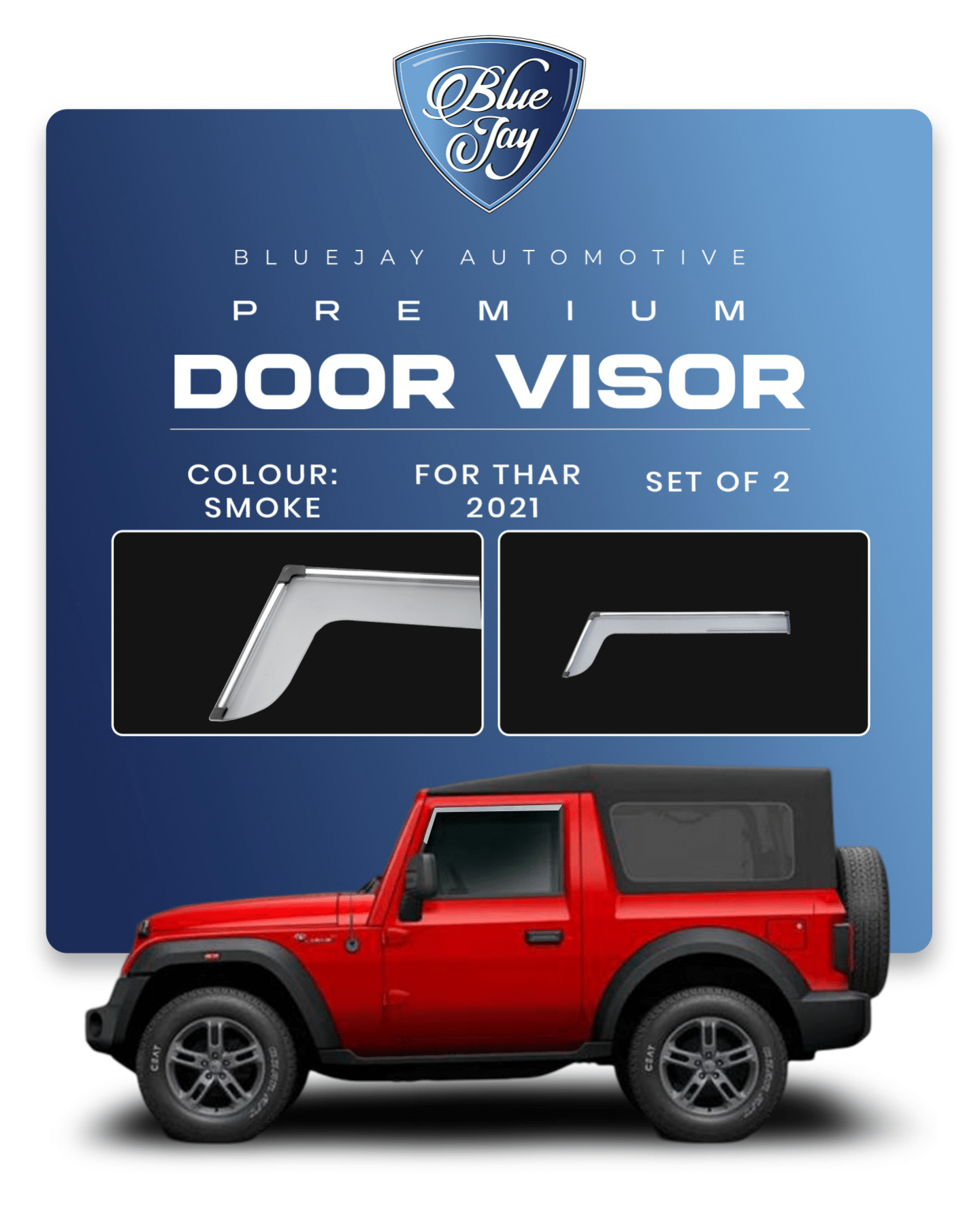 Door Visor for Thar 2021 - Till Date (Smoke)