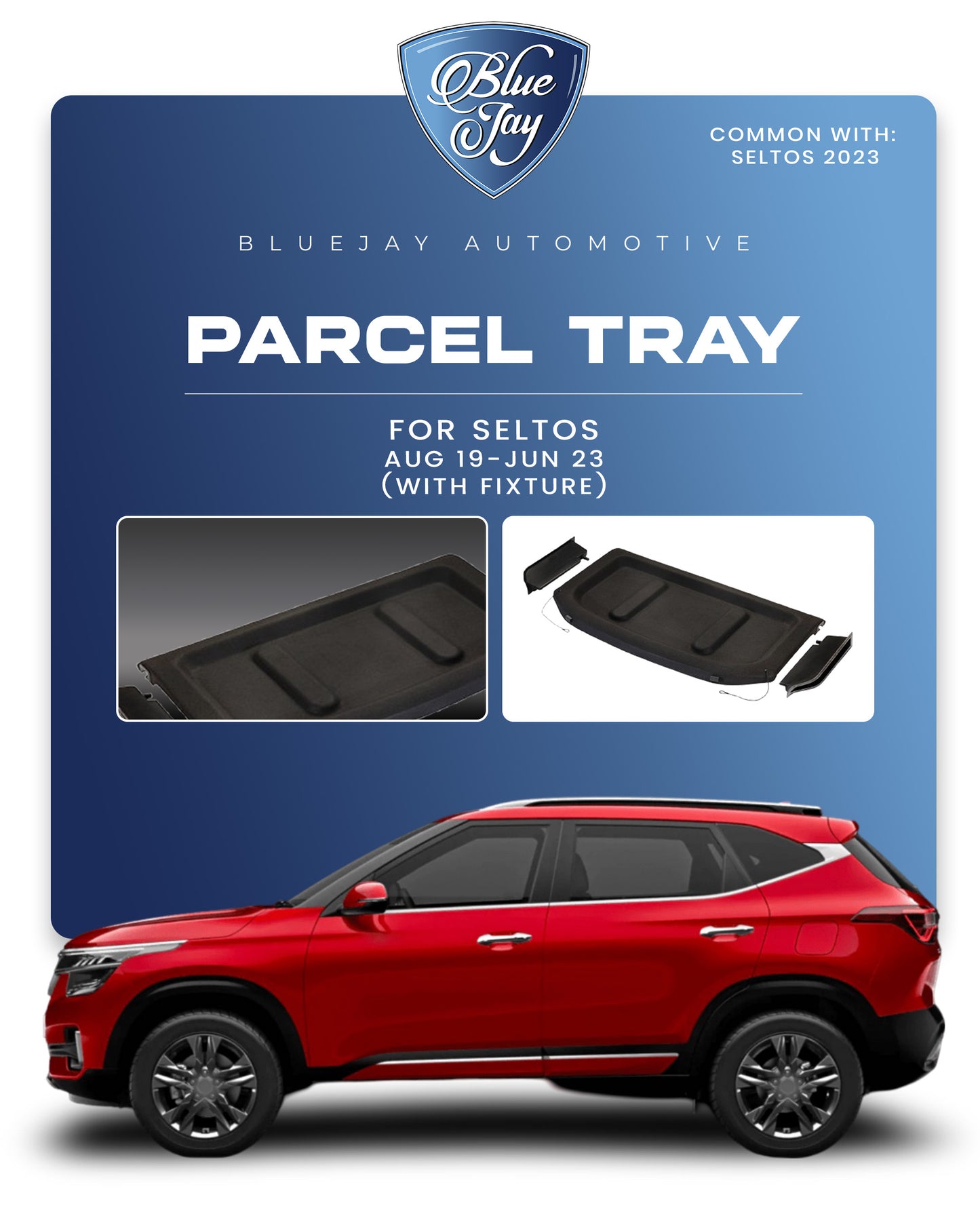 Parcel Tray for Seltos Aug 2019 - Jun 2023 (with Fixture)