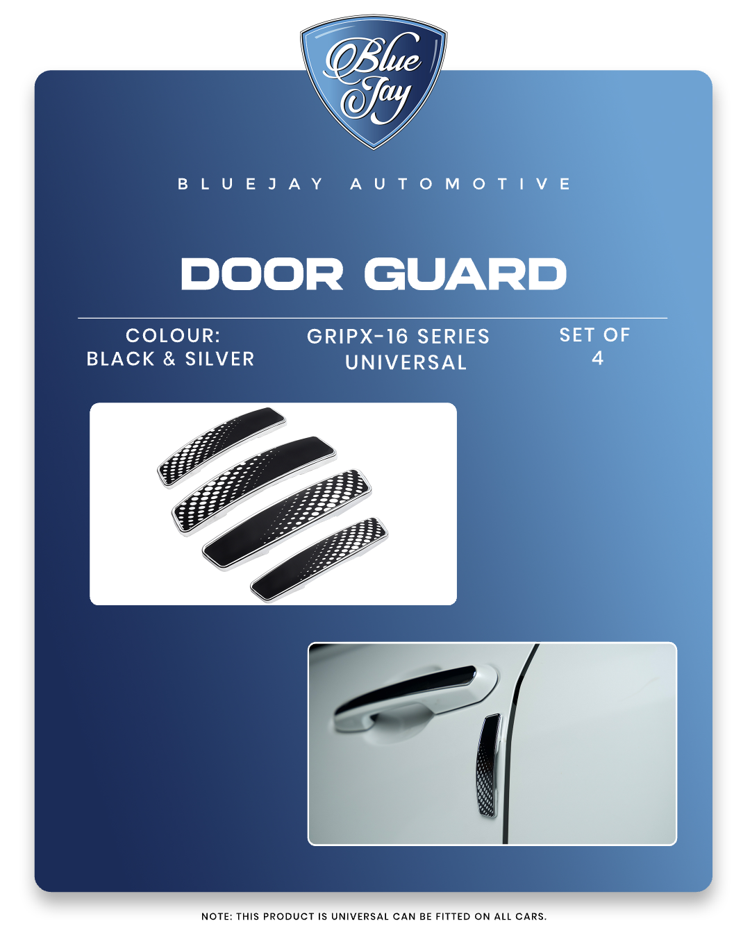 GRIPX-16 Series Universal Door Guard (Black & Silver)