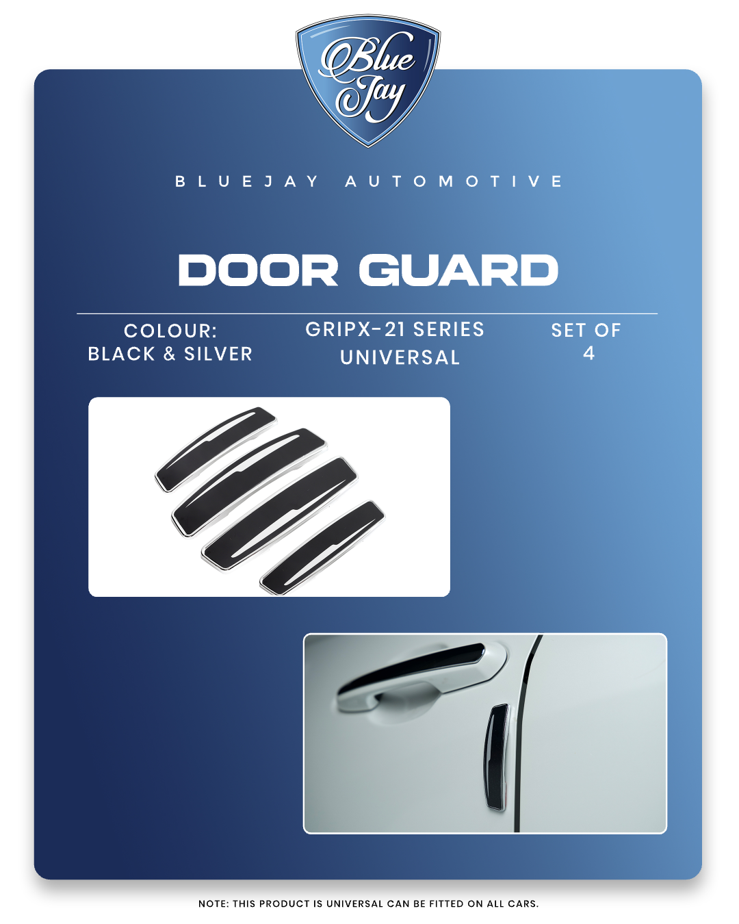 GRIPX-21 Series Universal Door Guard (Black & Silver)