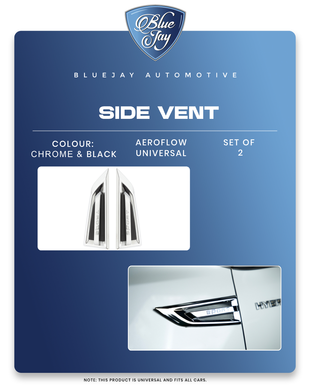 Aeroflow Universal Side Vent (Chrome & Black)